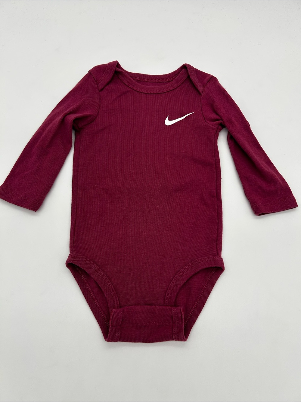 Nike Long-Sleeve Baby One-Piece in Burgundy Size 9 Months